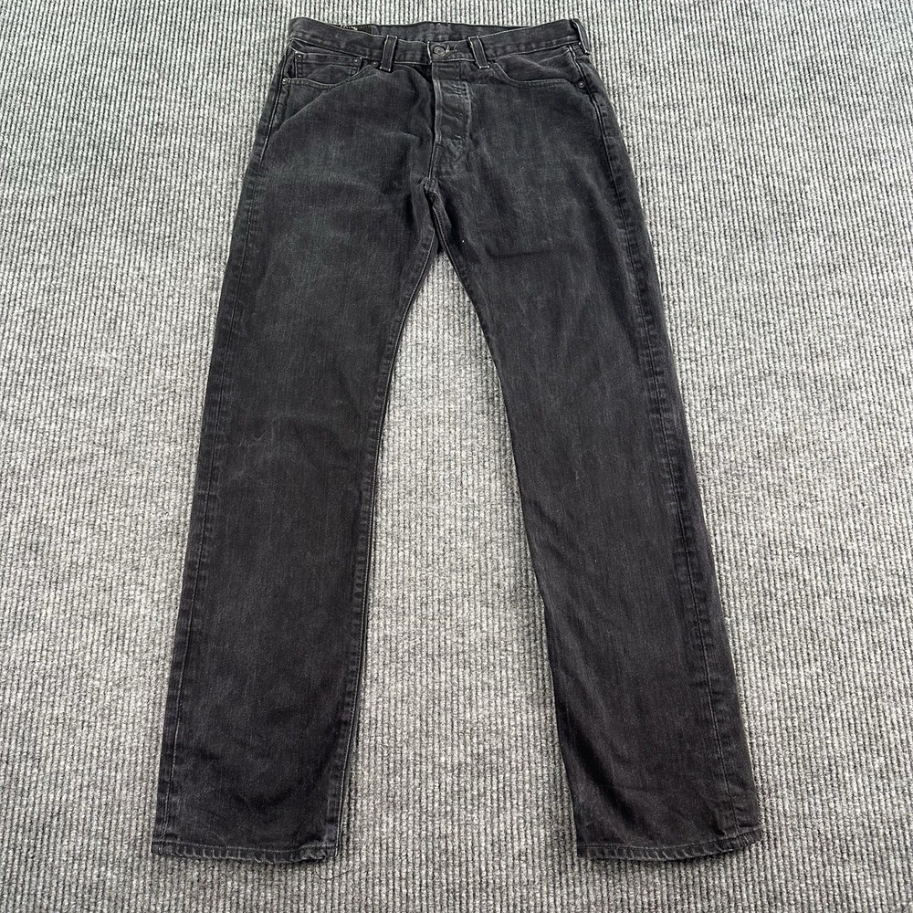 Levis 501 Jeans Men 34x32 Black Denim Classic Original Straight Button Fly